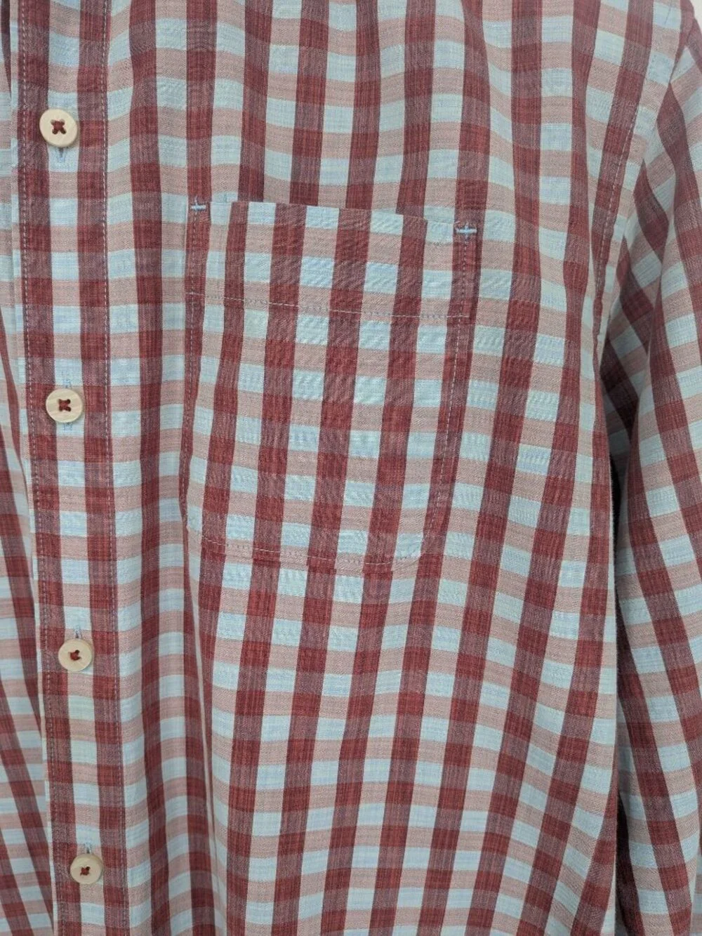 Tommy Bahama Gingham‎ Button Up Cotton Silk Preppy Resort Office Coastal Medium